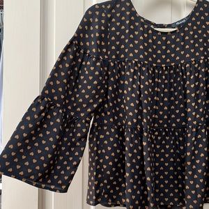 Madewell Silk Tiered Button-back Top in Heart Flip